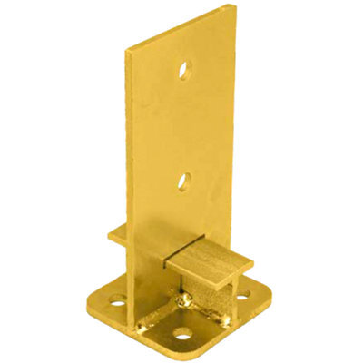 SS8 Fence Base Support Size: 90mm ( Pack Of: 4 ) Gold Brackets Concealed Shoe Heavy Duty Galvanised For Pergola, Bolt Down Feet - image 1