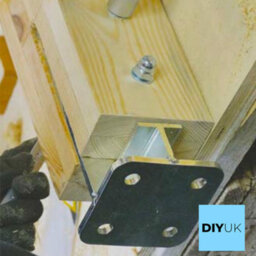 SS8 Fence Base Support Size: 90mm ( Pack Of: 4 ) Gold Brackets Concealed Shoe Heavy Duty Galvanised For Pergola, Bolt Down Feet - thumbnail 5