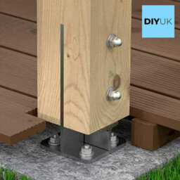 SS8 Fence Base Support Size: 90mm ( Pack Of: 4 ) Gold Brackets Concealed Shoe Heavy Duty Galvanised For Pergola, Bolt Down Feet - thumbnail 3