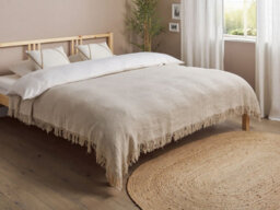 Beliani Bedspread Yerbent Cotton 200 X 220 Cm Light Grey - thumbnail 2