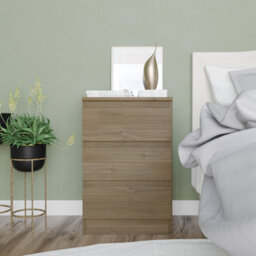 Urbn-Living Urbnliving 62Cm Height Oak 3 Drawer High Wooden Bedroom Chest Cabinet No Handle Drawer Storage - thumbnail 3