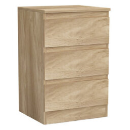 Urbn-Living Urbnliving 62Cm Height Oak 3 Drawer High Wooden Bedroom Chest Cabinet No Handle Drawer Storage - thumbnail 4
