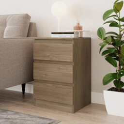 Urbn-Living Urbnliving 62Cm Height Oak 3 Drawer High Wooden Bedroom Chest Cabinet No Handle Drawer Storage - thumbnail 1