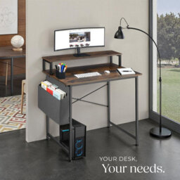 Tectake Desk - With Shelving And Fabric Storage Bag 80 Cm - Industrial Wood Dark, Rustic - thumbnail 7