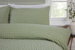 Rapport Home Seersucker Luxury Polyester Duvet Cover Set & Pillowcase Double Sage - thumbnail 2