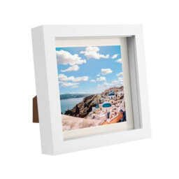 "Nicola Spring 6"" X 6"" White 3D Box Photo Frame - 4"" X 4"" Mount - Ivory" - thumbnail 1