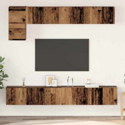 Berkfield Modern Wall-Mounted 5 Pcs Old Wood 100 X 30 X 30 Cm Engineered Wood - thumbnail 2