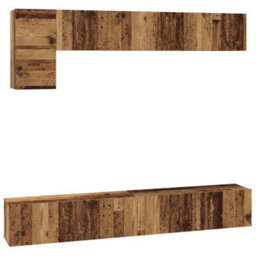 Berkfield Modern Wall-Mounted 5 Pcs Old Wood 100 X 30 X 30 Cm Engineered Wood - thumbnail 1