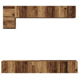 Berkfield Modern Wall-Mounted 5 Pcs Old Wood 100 X 30 X 30 Cm Engineered Wood - thumbnail 8