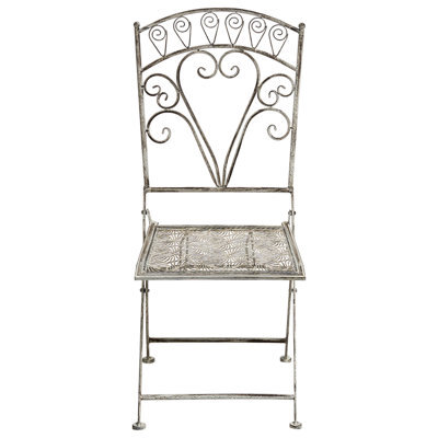Wyld And Coco Outdoor Bistro Set Grey Metal Iron Frame With Foldable Chairs And Compact Table, 3-Piece - image 1