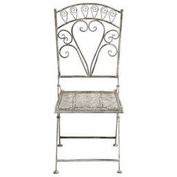 Wyld And Coco Outdoor Bistro Set Grey Metal Iron Frame With Foldable Chairs And Compact Table, 3-Piece - thumbnail 1