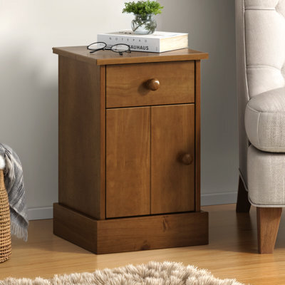 Mercers Furniture Farmhouse Dark 1 Door 1 Drawer Pot Cupboard Bedside Cabinet Table Solid Wood Pine Wooden Bedroom - image 1