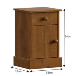 Mercers Furniture Farmhouse Dark 1 Door 1 Drawer Pot Cupboard Bedside Cabinet Table Solid Wood Pine Wooden Bedroom - thumbnail 2