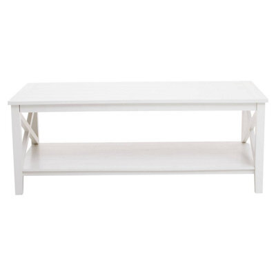 Orsina Ivory Coffee Table, Wood Table For Coffee And Outdoor With Bottom Shelf, Pine Wood & Mdf Tea Table - image 1