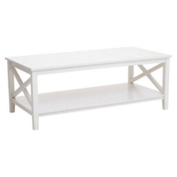 Orsina Ivory Coffee Table, Wood Table For Coffee And Outdoor With Bottom Shelf, Pine Wood & Mdf Tea Table - thumbnail 2