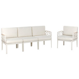 Wyld And Coco Convertible 4-Seater Garden Sofa Set - Modular Outdoor Sofa With Light Beige Cushions - thumbnail 5