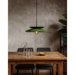 Luminosa Lighting Luminosa Ferro Dome Pendant Ceiling Light Green, Black 1X E27 - thumbnail 2