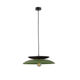 Luminosa Lighting Luminosa Ferro Dome Pendant Ceiling Light Green, Black 1X E27 - thumbnail 1