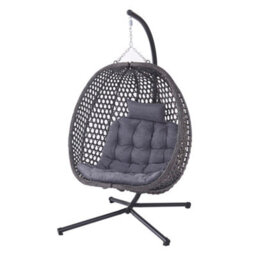 More4Homes Como Hanging Rattan Egg Chair Grey - thumbnail 2