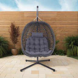 More4Homes Como Hanging Rattan Egg Chair Grey - thumbnail 6