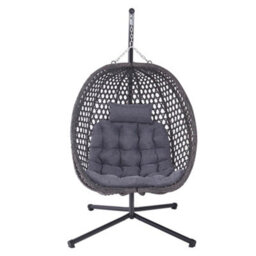More4Homes Como Hanging Rattan Egg Chair Grey - thumbnail 3