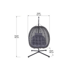 More4Homes Como Hanging Rattan Egg Chair Grey - thumbnail 7