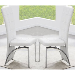 Furniture in Fashion Ravenna White Faux Leather Dining Chairs In Pair - thumbnail 1