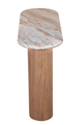 Upton Natural Marble And Wood Pedestal Console Table - thumbnail 4