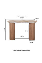 Upton Natural Marble And Wood Pedestal Console Table - thumbnail 5