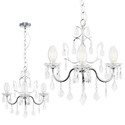 Valuelights Varuna Glass Droplet Ip44 Rated Bathroom Chandelier Pendant Ceiling Light - image 1
