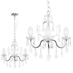 Valuelights Varuna Glass Droplet Ip44 Rated Bathroom Chandelier Pendant Ceiling Light - thumbnail 1