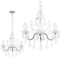 Valuelights Varuna Glass Droplet Ip44 Rated Bathroom Chandelier Pendant Ceiling Light - thumbnail 5