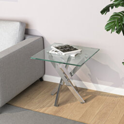 Darphe Modern And Futuristic Clear Glass Top Coffee End Table