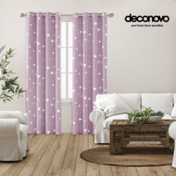Deconovo Super Soft Foil Star Printed Thermal Insulated Eyelet Blackout Curtains For Nursery, W55 X L72 Inch, Baby Pink, 2 Panels - thumbnail 4
