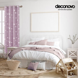 Deconovo Super Soft Foil Star Printed Thermal Insulated Eyelet Blackout Curtains For Nursery, W55 X L72 Inch, Baby Pink, 2 Panels - thumbnail 3