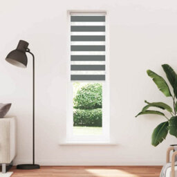 Berkfield Zebra Blind Dark Grey 65X200 Cm Fabric Width 60.9 Cm Polyester - thumbnail 2