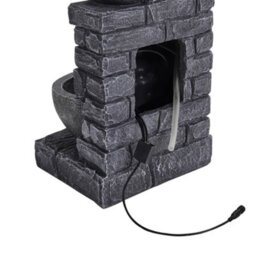 Living And Home Grey Rustic Resin Rock Water Fountain With Led Lights And Solar Panel 45 Cm - thumbnail 8