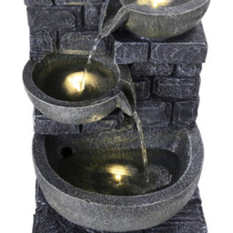Living And Home Grey Rustic Resin Rock Water Fountain With Led Lights And Solar Panel 45 Cm - thumbnail 5