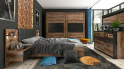 Impact Furniture Large Sliding Door Wardrobe Oak Black Storage Bedroom Furniture 270Cm Luxury Kassel - thumbnail 7