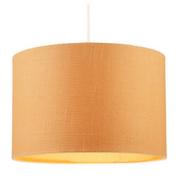 Happy Homewares Designer Soft Apricot Cream Textured Linen Fabric Circular Lamp Shade - thumbnail 2
