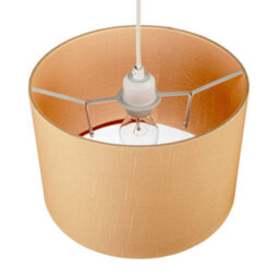 Happy Homewares Designer Soft Apricot Cream Textured Linen Fabric Circular Lamp Shade - thumbnail 3