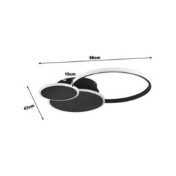 Living And Home 3 Circles Classic Black Finish Starry Sky Led Ceiling Light In White Light For Living Room Dining Room - thumbnail 9