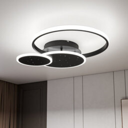 Living And Home 3 Circles Classic Black Finish Starry Sky Led Ceiling Light In White Light For Living Room Dining Room - thumbnail 2