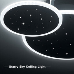Living And Home 3 Circles Classic Black Finish Starry Sky Led Ceiling Light In White Light For Living Room Dining Room - thumbnail 5