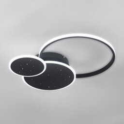 Living And Home 3 Circles Classic Black Finish Starry Sky Led Ceiling Light In White Light For Living Room Dining Room - thumbnail 4
