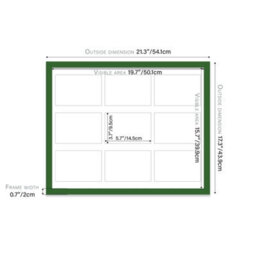 20X16 Inch 9 Opening Photo Collage Frame, Display Nine 6X4 Inch Photos, Multi Aperture Family Picture Frame, Green - thumbnail 4