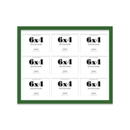 20X16 Inch 9 Opening Photo Collage Frame, Display Nine 6X4 Inch Photos, Multi Aperture Family Picture Frame, Green - thumbnail 2