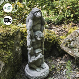 Stack Of 3 Wise Monkeys Garden Ornament - thumbnail 3