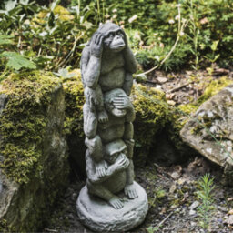 Stack Of 3 Wise Monkeys Garden Ornament - thumbnail 1