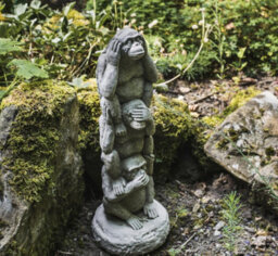 Stack Of 3 Wise Monkeys Garden Ornament - thumbnail 5